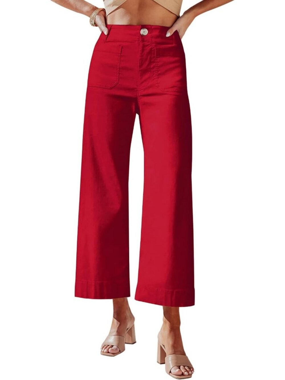 High-Waisted Cropped Capris for Women | Stretchy Straight Leg Trousers